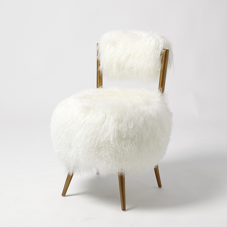 乳白色长毛海莉椅子 Hailey Chair-Cream-White Mongolian Lamb