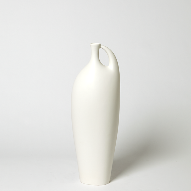 哑白色压痕陶瓷花瓶 Indentation Vase-Matte White