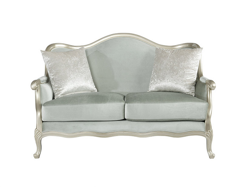 Golden wood frame love seat