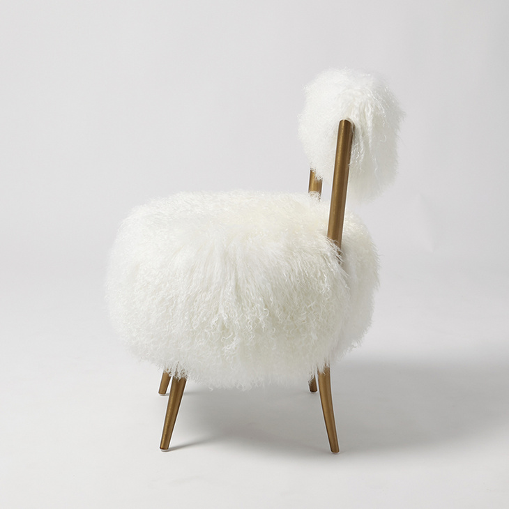 乳白色长毛海莉椅子 Hailey Chair-Cream-White Mongolian Lamb