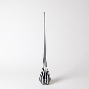 黑白条纹细长玻璃花瓶 Black and White Striped Vase