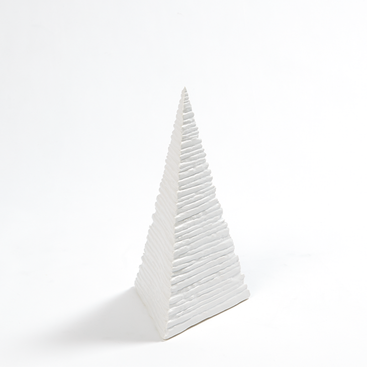 哑白色切割陶瓷椎体 Carved Pyramid-Matte White