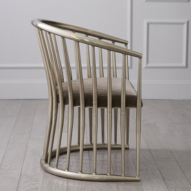 银色锭子扶手椅 Spindle Chair-Muslin-Nickel
