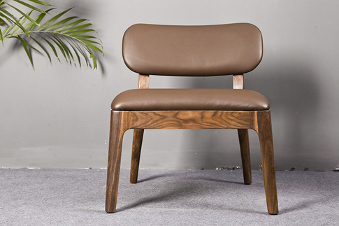 Leather Upholstered Table Chair Walnut