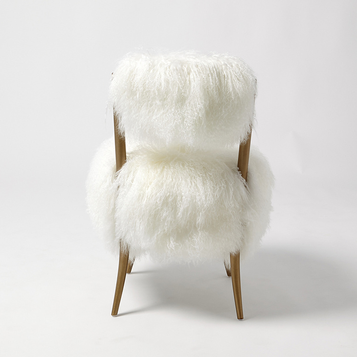 乳白色长毛海莉椅子 Hailey Chair-Cream-White Mongolian Lamb