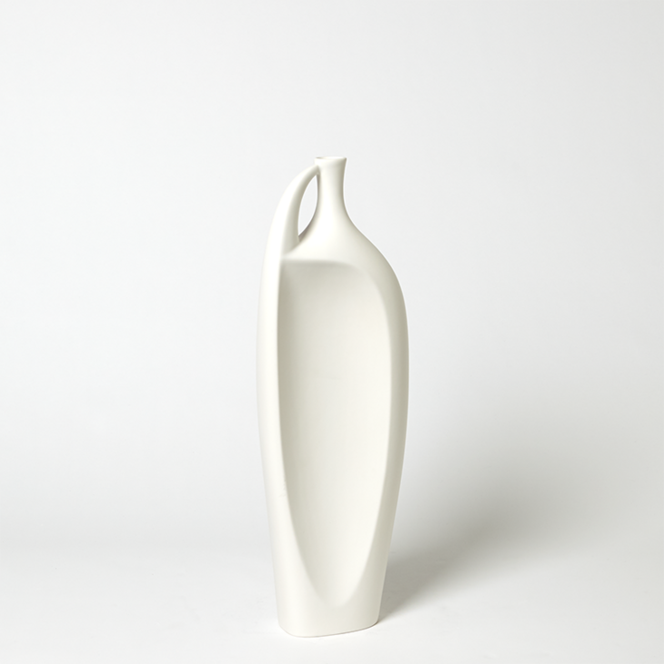 哑白色压痕陶瓷花瓶 Indentation Vase-Matte White