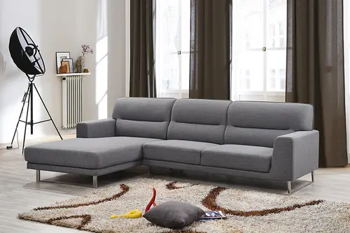 V1313 Modern Grey Fabric Corner Sofa