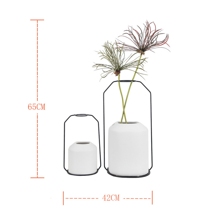 爆款现代简约家居饰品铁艺陶瓷花器