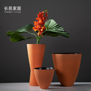 現(xiàn)代簡約橙色手工花瓶花盆
