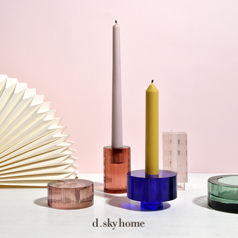 Colored glass candle holder
