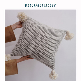 【标品】摩洛哥进口手工羊毛编织蓬蓬毛球抱枕靠枕沙发靠垫