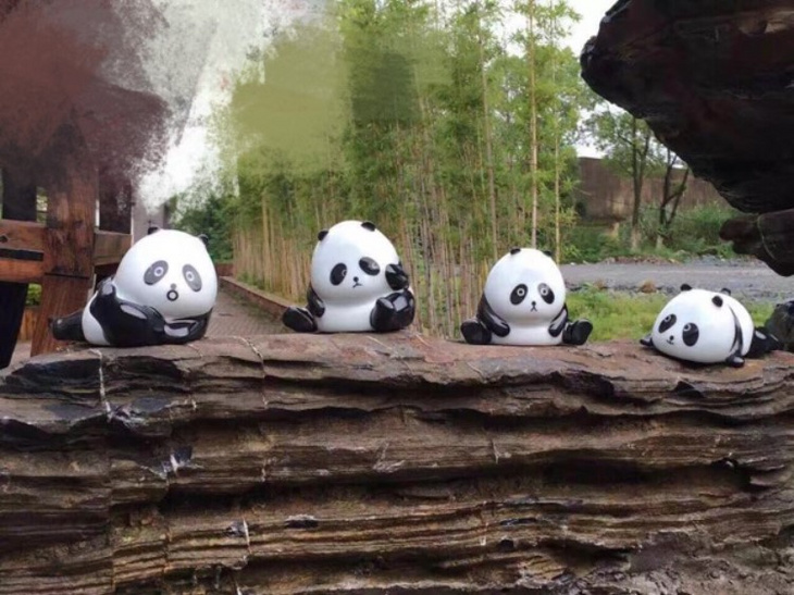 国宝熊猫陶瓷釉上新彩平平安安团团圆圆摆件陈设艺术作品