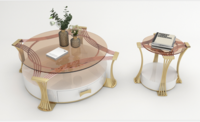 豪华大理石顶木抽屉端桌