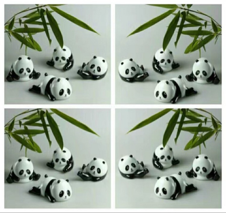 国宝熊猫陶瓷釉上新彩平平安安团团圆圆摆件陈设艺术作品