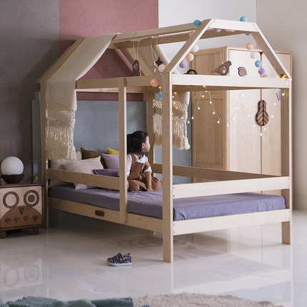 哈木的房间 北欧实木儿童家具 男孩儿童床女孩公主床单人床房子床