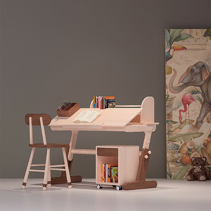 哈木的房间小学生学习桌儿童书桌可升降写字桌椅套装北欧实木家具