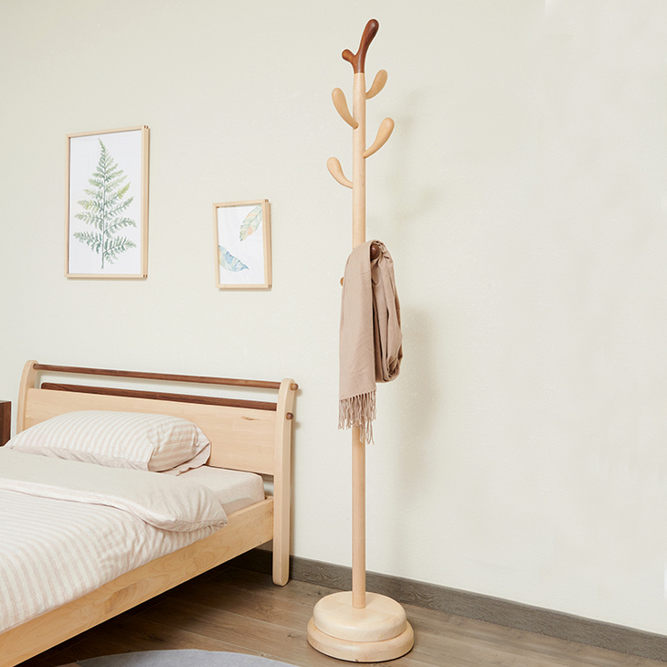 实木衣帽架现代简约门口衣服架子家用创意立式树形挂衣架落地卧室