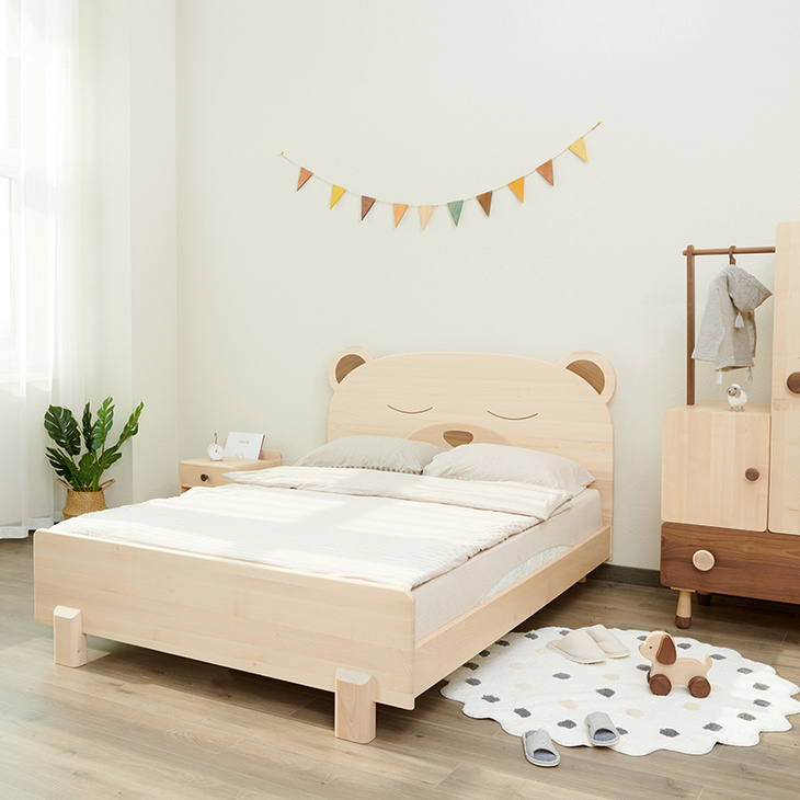 熊抱抱儿童床实木卡通可爱木质小床小孩床儿童房1.5米1.2单人床