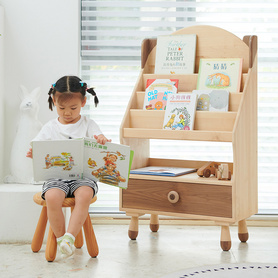儿童书架儿家用卡通实木阅读宝宝置物架绘本架落地小型书架小书柜