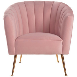 AC16025 Pink Fabric Single Sofa Armchair with Golden Metal Legs