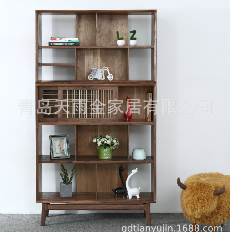 Black Walnut Cherry Wood Floor Shelf