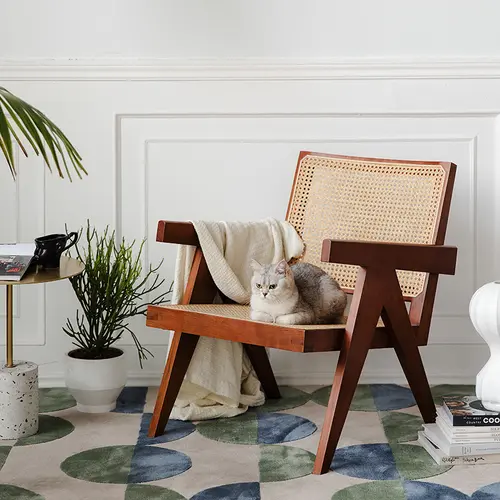 Hanke home modern simple classic designer living room single rattan woven solid wood P.J leisure chair