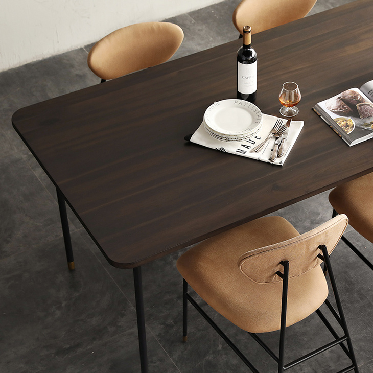 涵客家居｜现代简约创意设计师4-6人长凳家用细腿铁艺餐桌椅组合