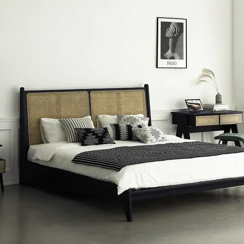 Hanke home modern simple classic original design bedroom rattan white wax frame 1.8m P.J double bed