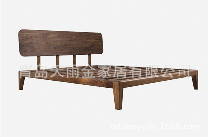 Japanese Nordic Solid Wood Double Bed