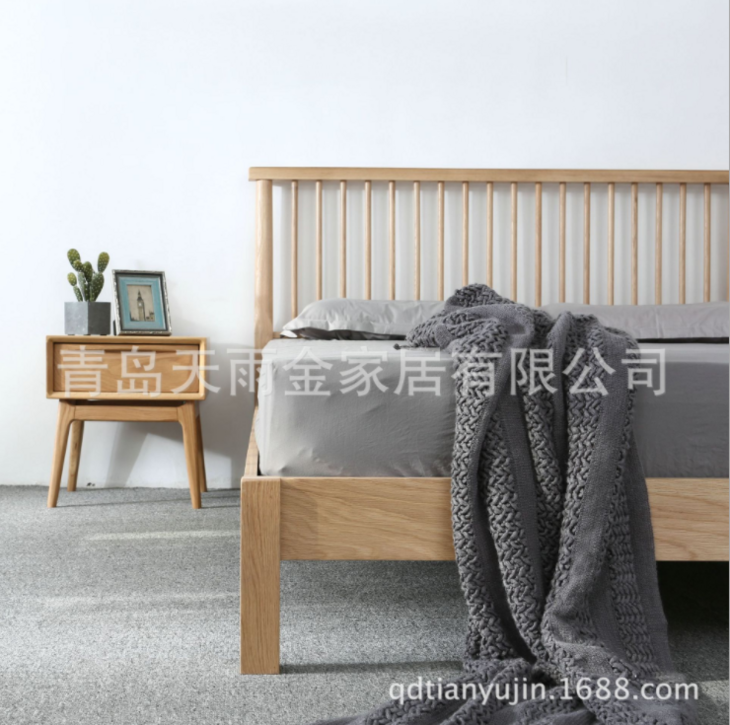 日式竖琴床温莎床北欧风格实木双人床