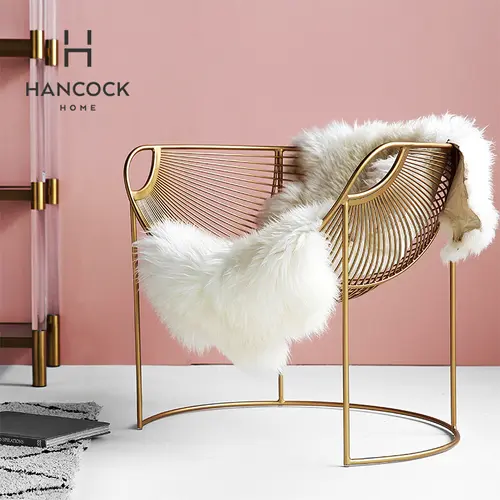 Hanke home furnishing light luxury net red chair iron hollow design living room decorated with golden Bonnie single chair