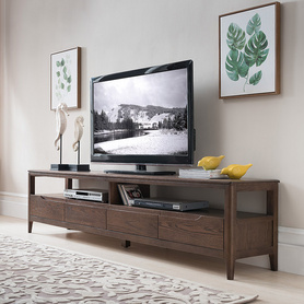 盛世林源实木电视柜1.8_2米现代简约北欧橡木电视柜组合客厅家具