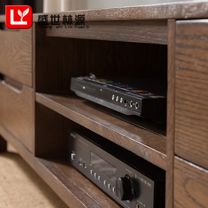 盛世林源纯实木电视柜1.8米北欧红橡木现代简约小户型客厅家具