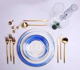 轻奢西餐餐盘 蓝色白瓷系列