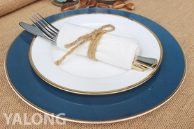 轻奢西餐餐盘 简易蓝色金边