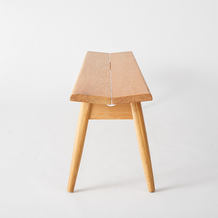 「立方木作」中缝下凹曲面全榫卯长凳|美国白橡木|上海工厂定制