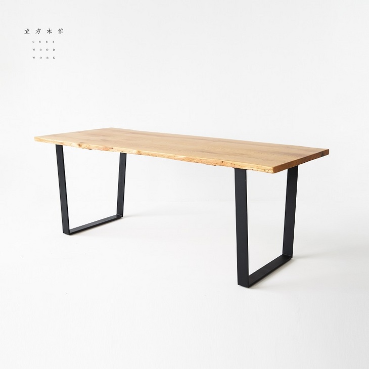 「立方木作」法国白橡木|三拼自然边大板|餐桌书桌办公桌展示台
