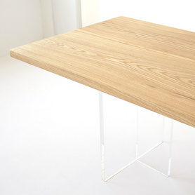 「立方木作」法橡美国白蜡木双拼直边大板|亚克力桌腿|悬浮餐桌
