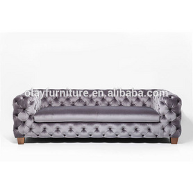 流行批发热卖现代紫色天鹅绒按钮切斯特菲尔德沙发家具客厅沙发