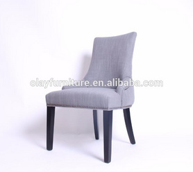 法式簇绒织物软垫餐椅木制按钮餐椅 DC-0101