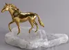 Natural crystal brass running horse ornament
