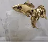 Natural crystal brass goldfish ornament