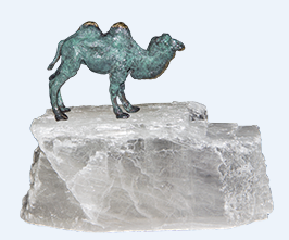 Natural crystal copper camel ornament