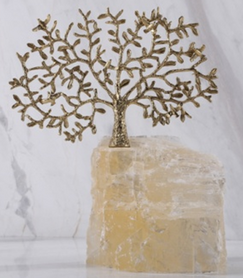 天然水晶 黄铜 树摆件
