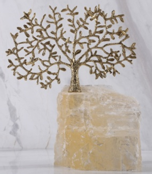 Natural crystal brass Tree Ornament