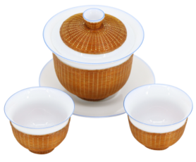 新中式 竹编陶瓷 茶具