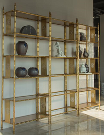 新中式 铜玻璃 竹型书架