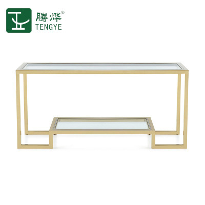 Factory direct sales Tengye modern light luxury entryway stainless steel tempered glass entrance hall corridor gold-plated entryway