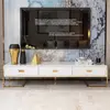 Postmodern light luxury TV cabinet stainless steel gold-plated black and white paint living room TV cabinet coffee table