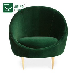 Factory direct sales Tengye light luxury single sofa chair dark green stainless steel egg-shaped fabric leisure sofa negotiation chair